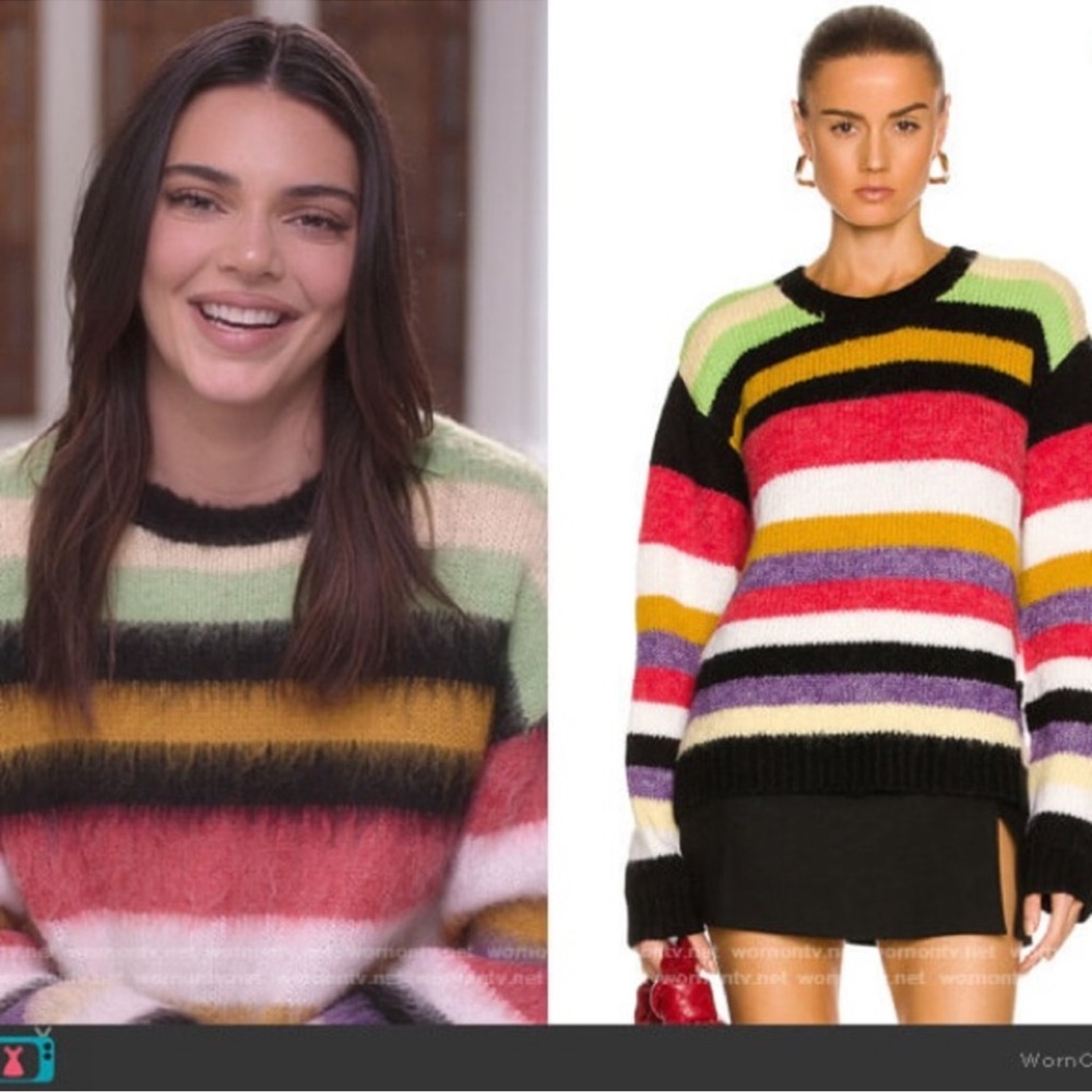 RtA Esme Sweater Stripe Alpaca Wool Blend Multicolor Crew Neck Jumper Size S